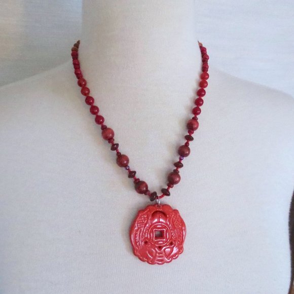 NWOT New OOAK New Red Pendant Necklace - Picture 5 of 5